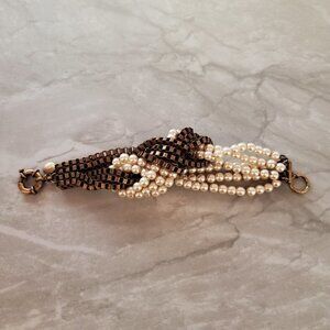 💕 J.Crew Twisted Knot Pearl Box Chain Antiqued Distressed Vintage Bracelet 💕